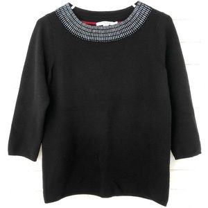 Boden Wool Black Beaded Neckline Sweater
